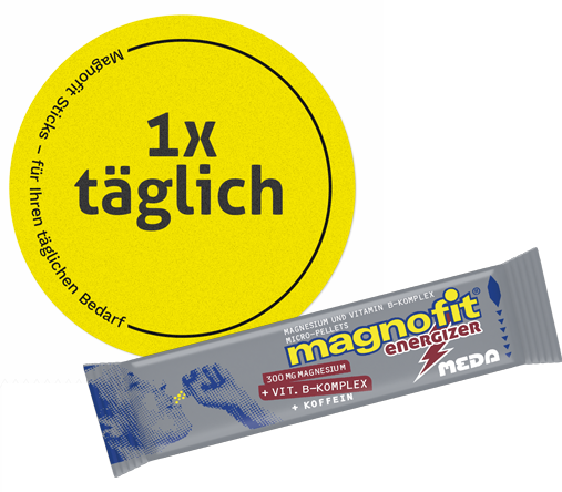 Magnofit ENERGIZER Direktgranulat. Einmal täglich.